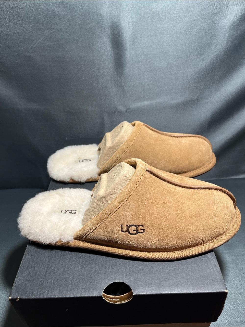 UGG Men's Scuff Chestnut Suede Shearling Slip-On Clogs